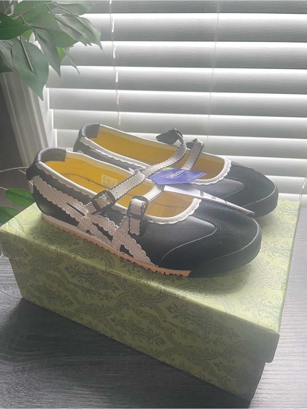 Onitsuka Tiger by Asics Black and White Mary Jane Kids Dress Shoes